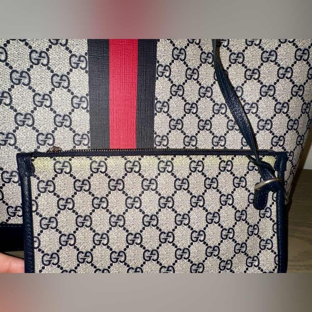 Gucci Ophidia GG Large Tote In Beige and Blue Supreme - Picture 6 of 15
